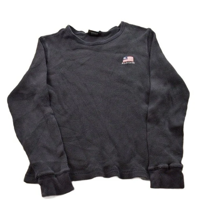 Vintage 1990s Ralph Lauren Polo Jeans Blank Thermal Crewneck Sweatshirt Men's 2XS
