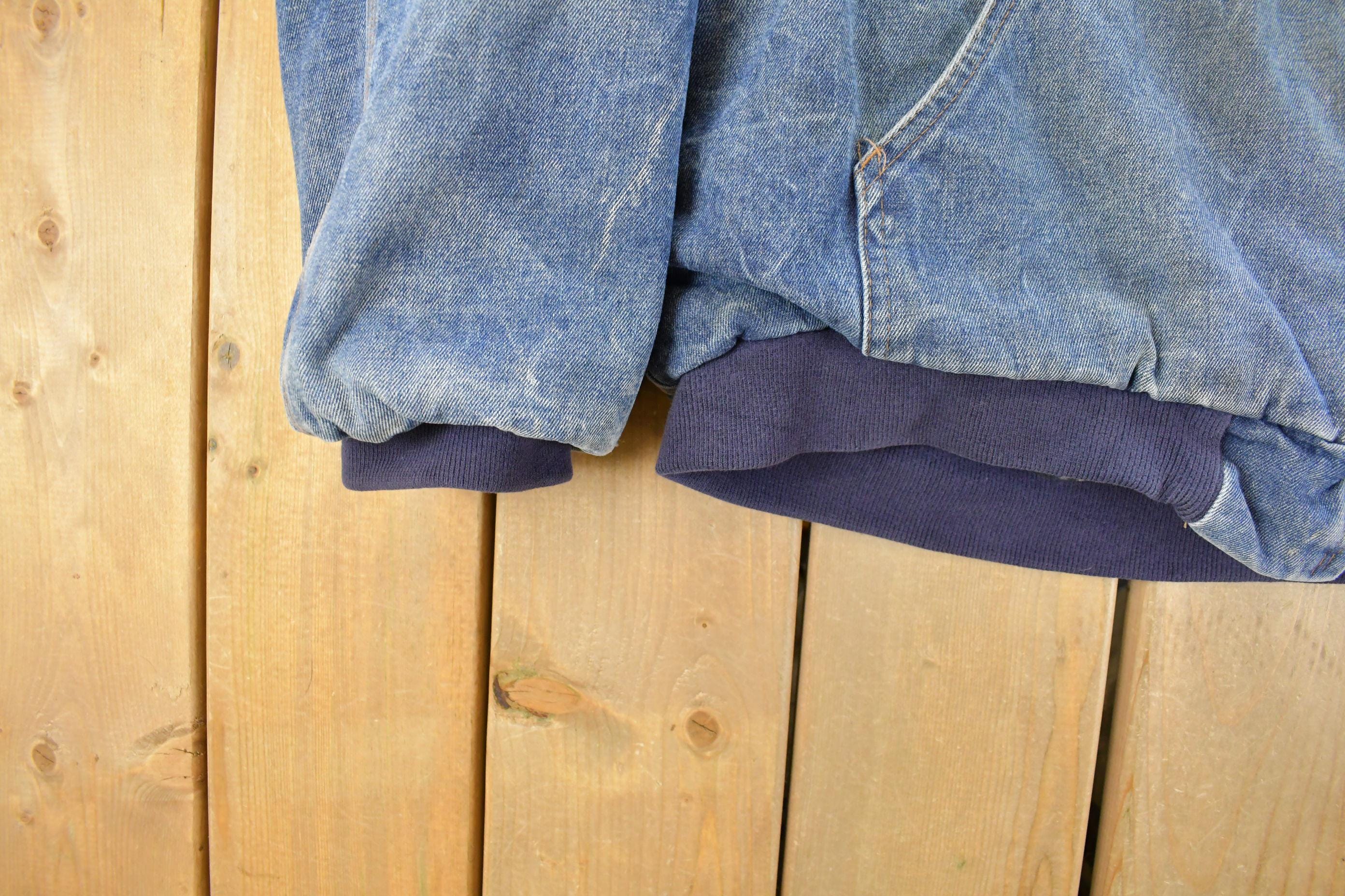 Vintage 1990s Rasco Denim Plaid Lined Fire Resistant Hooded Jacket Men's 2XL - Image 4