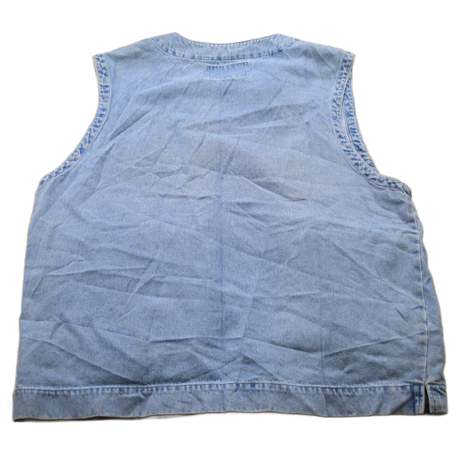Vintage 1990s Red Ridge Mountain Denim Jean Cargo Vest Men's L - Image 2