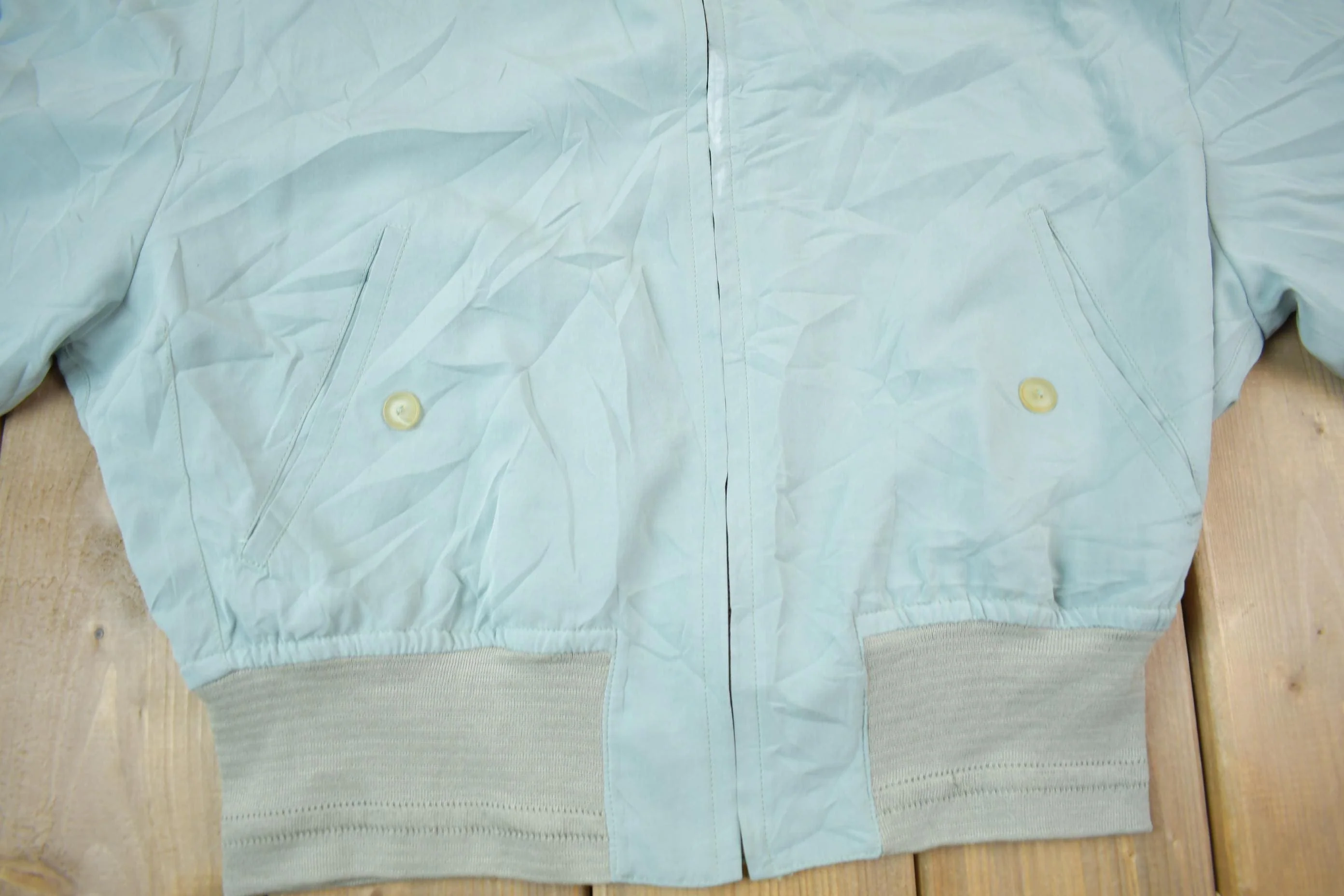 Vintage 1990s Reporter Light Green Light Weight Windbreaker Bomber Jacket Men's Large - Image 3