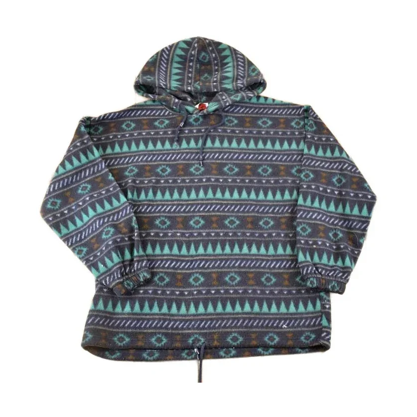 Vintage 1990s Republic Aztec Fleece Hoodie Sweatshirt Men's L