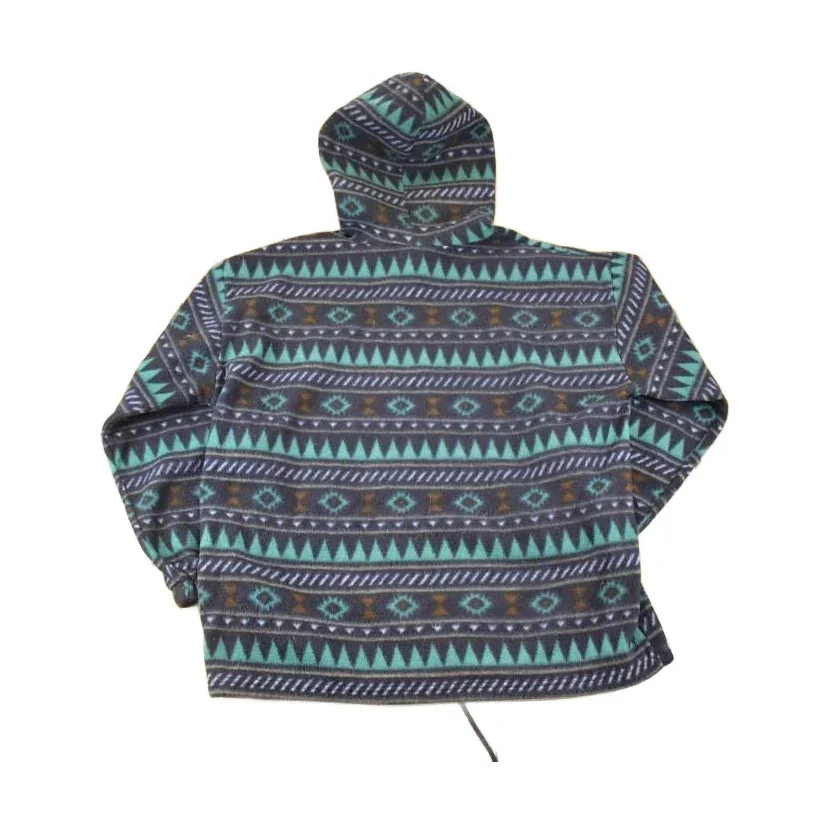 Vintage 1990s Republic Aztec Fleece Hoodie Sweatshirt Men's L - Image 2