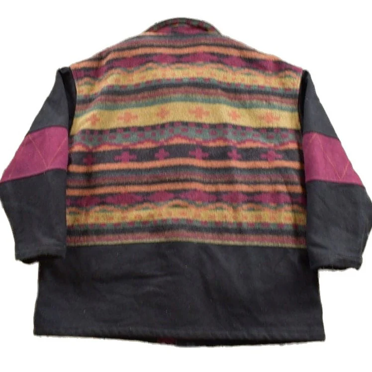 Vintage 1990s Rest and Relaxation Aztec Pattern Wool Jacket Men's XL - Image 2