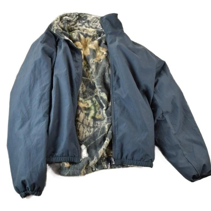 Vintage 1990s Reversible Realtree Camo Outdoorsman Light Jacket Sweatshirt Men's Small - Image 2