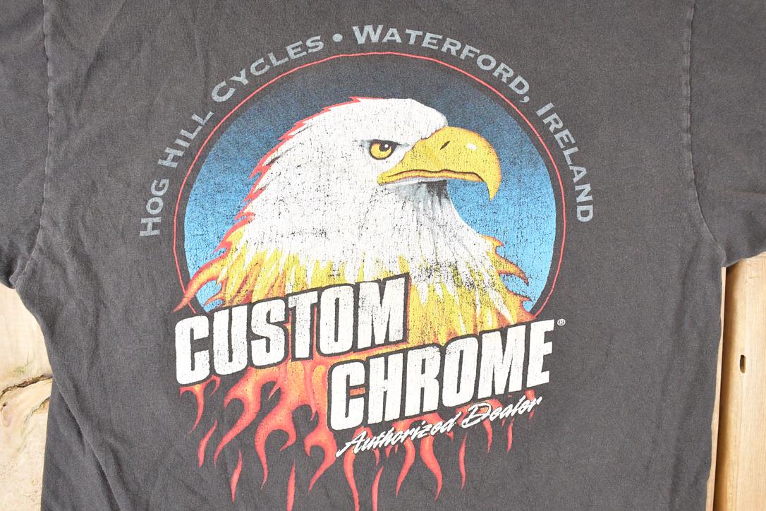 Vintage 1990s Revtech Custom Chrome Bald Eagle Motorcycle Souvenir T-Shirt Men's M - Image 3
