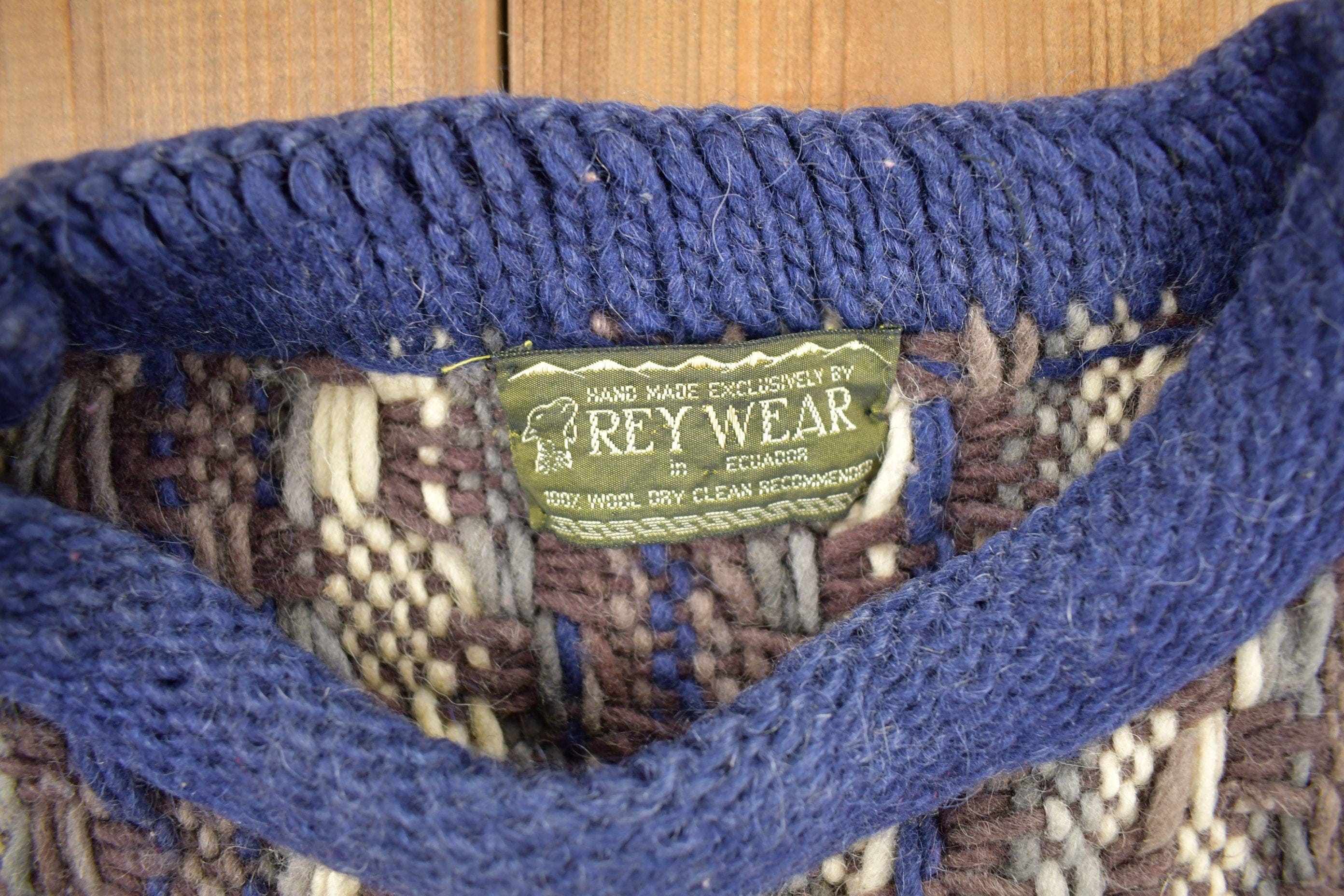 Vintage 1990s Rey Wear 100% Wool Oversized Knitted Crewneck Sweater Men's 3XL - Image 4
