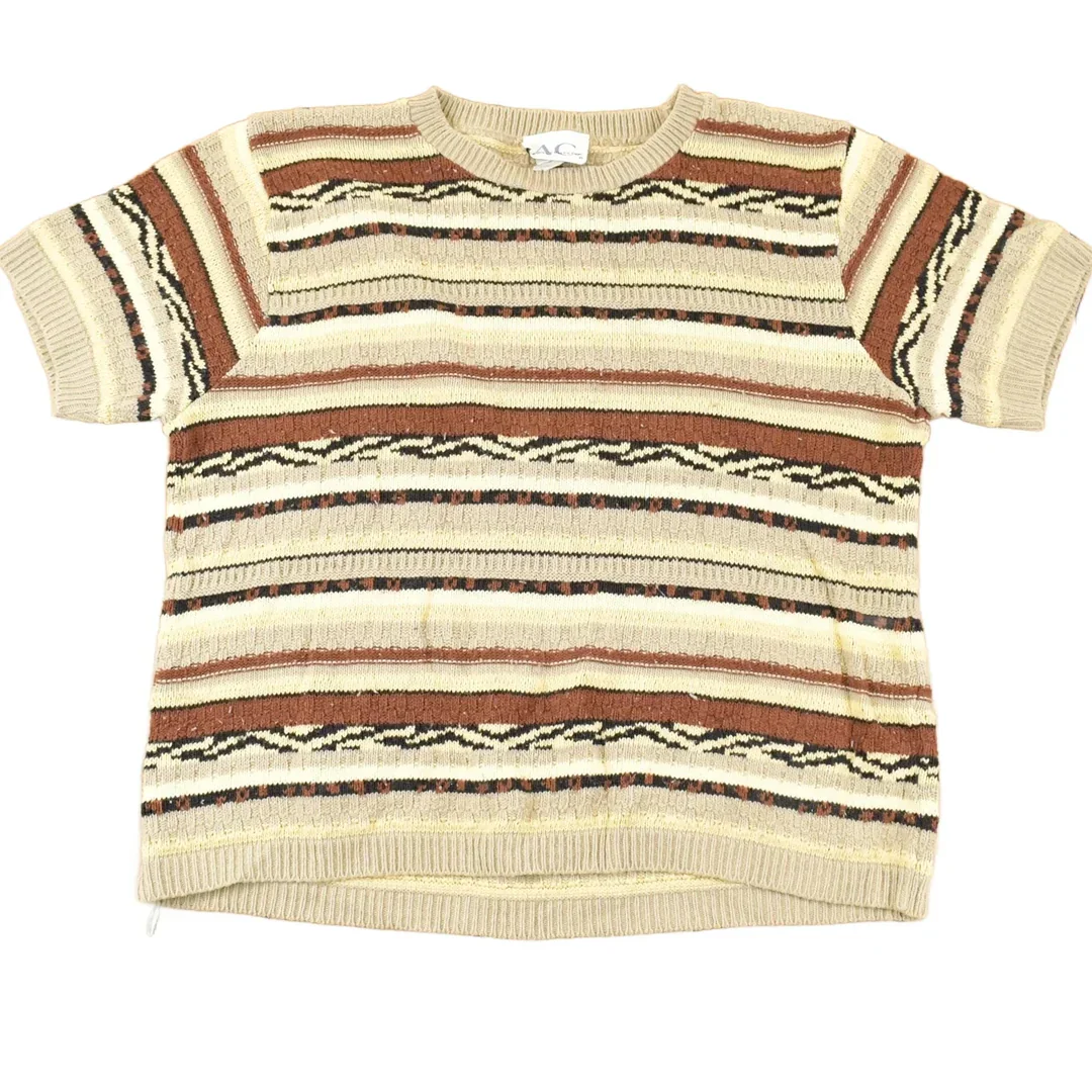 Vintage 1990s Rican Collection Abstract Striped Knit Crewneck Sweater Womens L