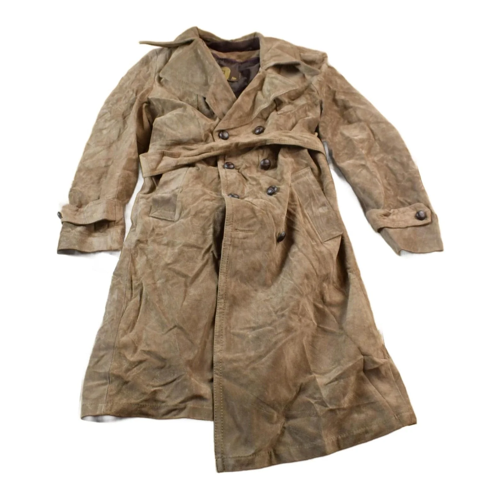 Vintage 1990s Rice ID Suede Leather Full Length Jacket Men's S