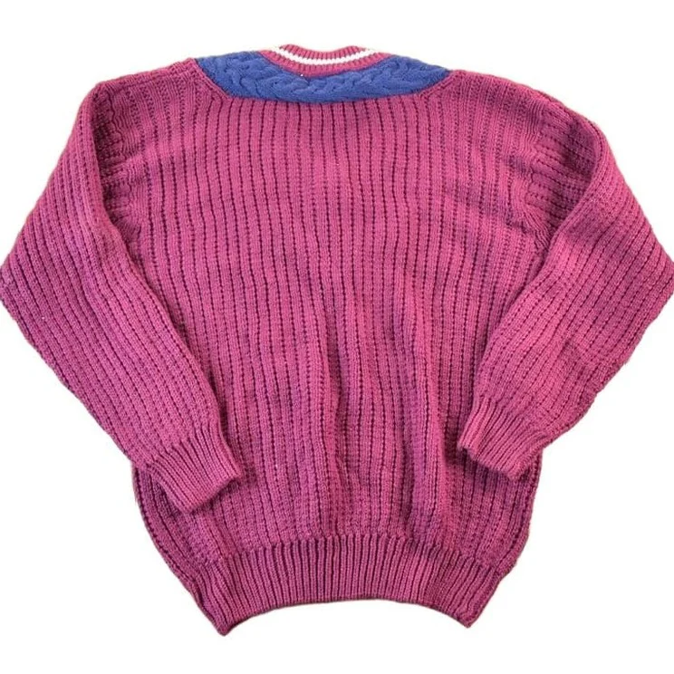 Vintage 1990s Ricki Cable Knit Abstract Pattern Crewneck Sweater Womens L - Image 2