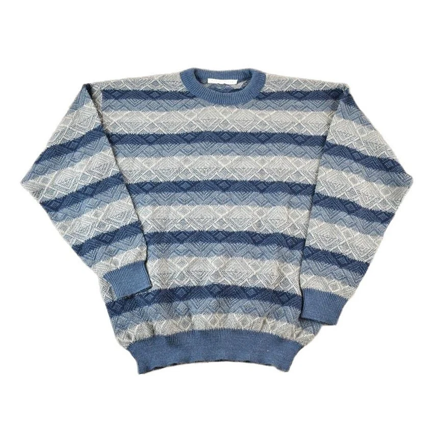 Vintage 1990s Robert Stock Knit Abstract Pattern Crewneck Sweater Men's XL