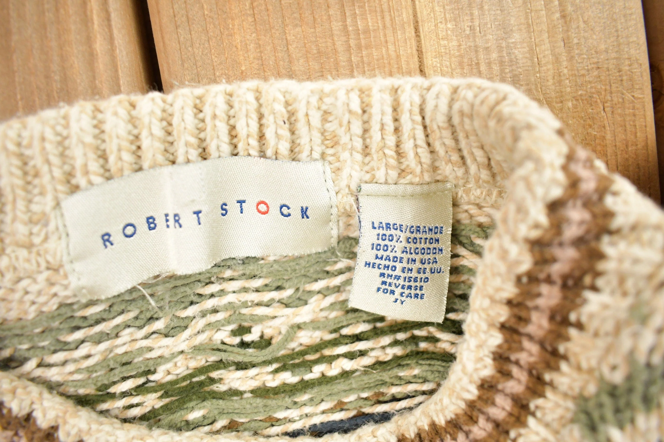 Vintage 1990s Robert Stock Knitted Sweater Men's Medium - Image 4