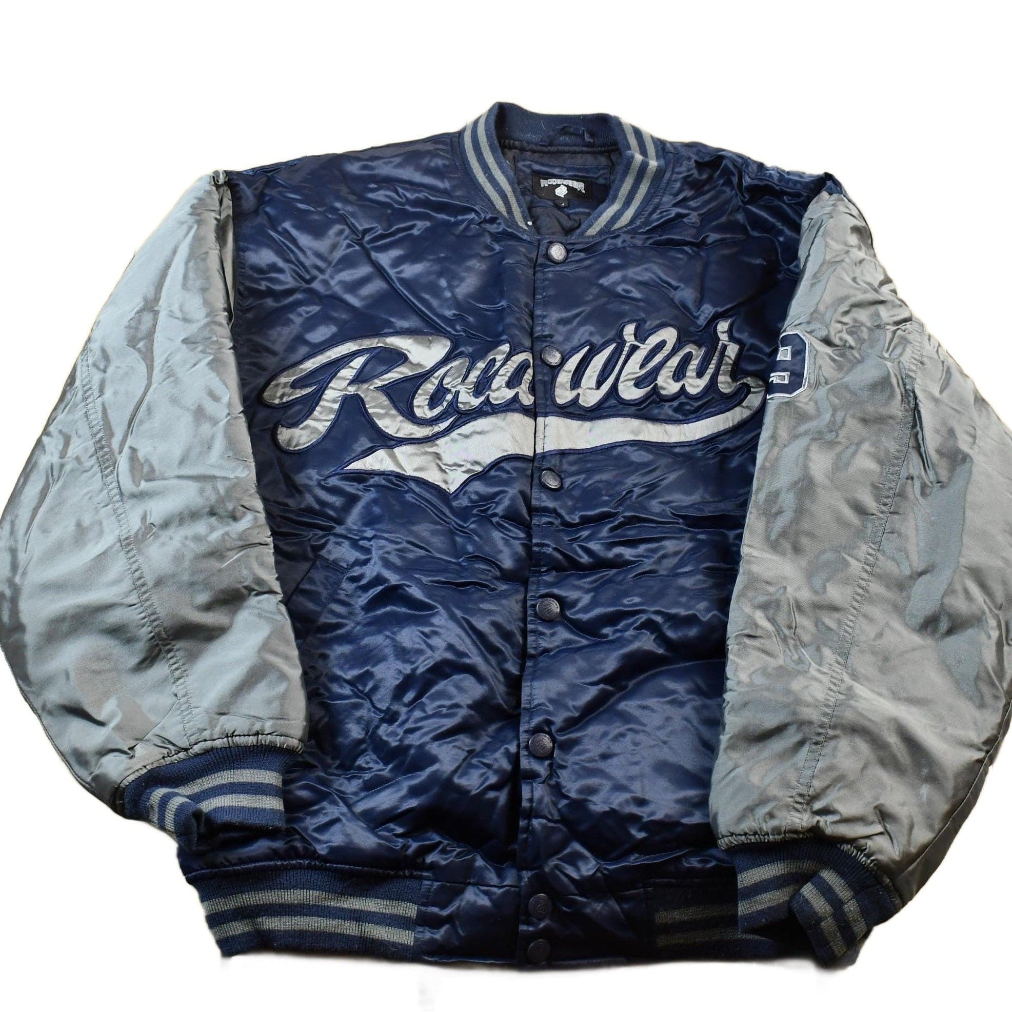 Vintage 1990s Rocawear Embroidered Snap Button Satin Bomber Jacket Men's Large