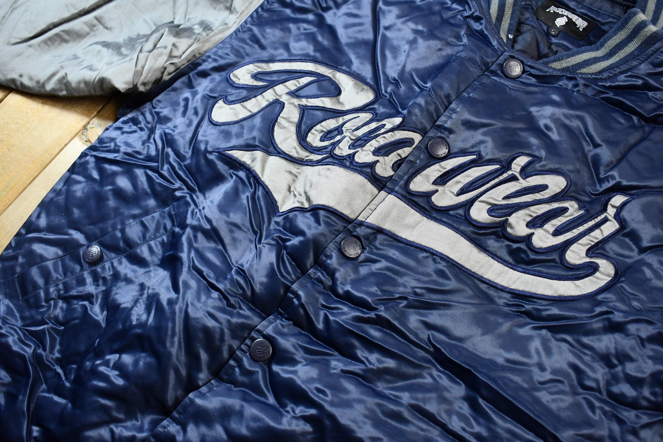 Vintage 1990s Rocawear Embroidered Snap Button Satin Bomber Jacket Men's Large - Image 3