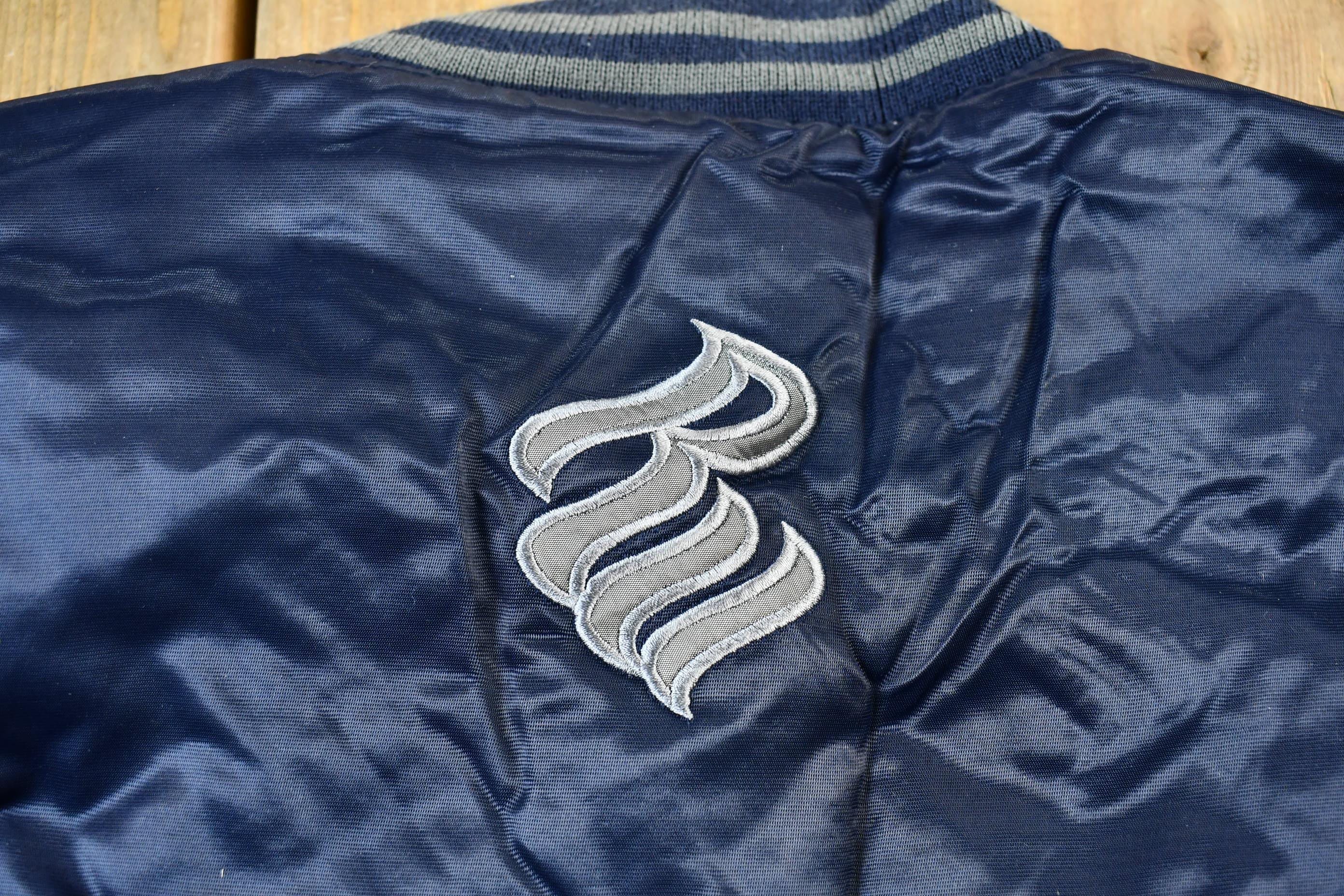 Vintage 1990s Rocawear Embroidered Snap Button Satin Bomber Jacket Men's Large - Image 8