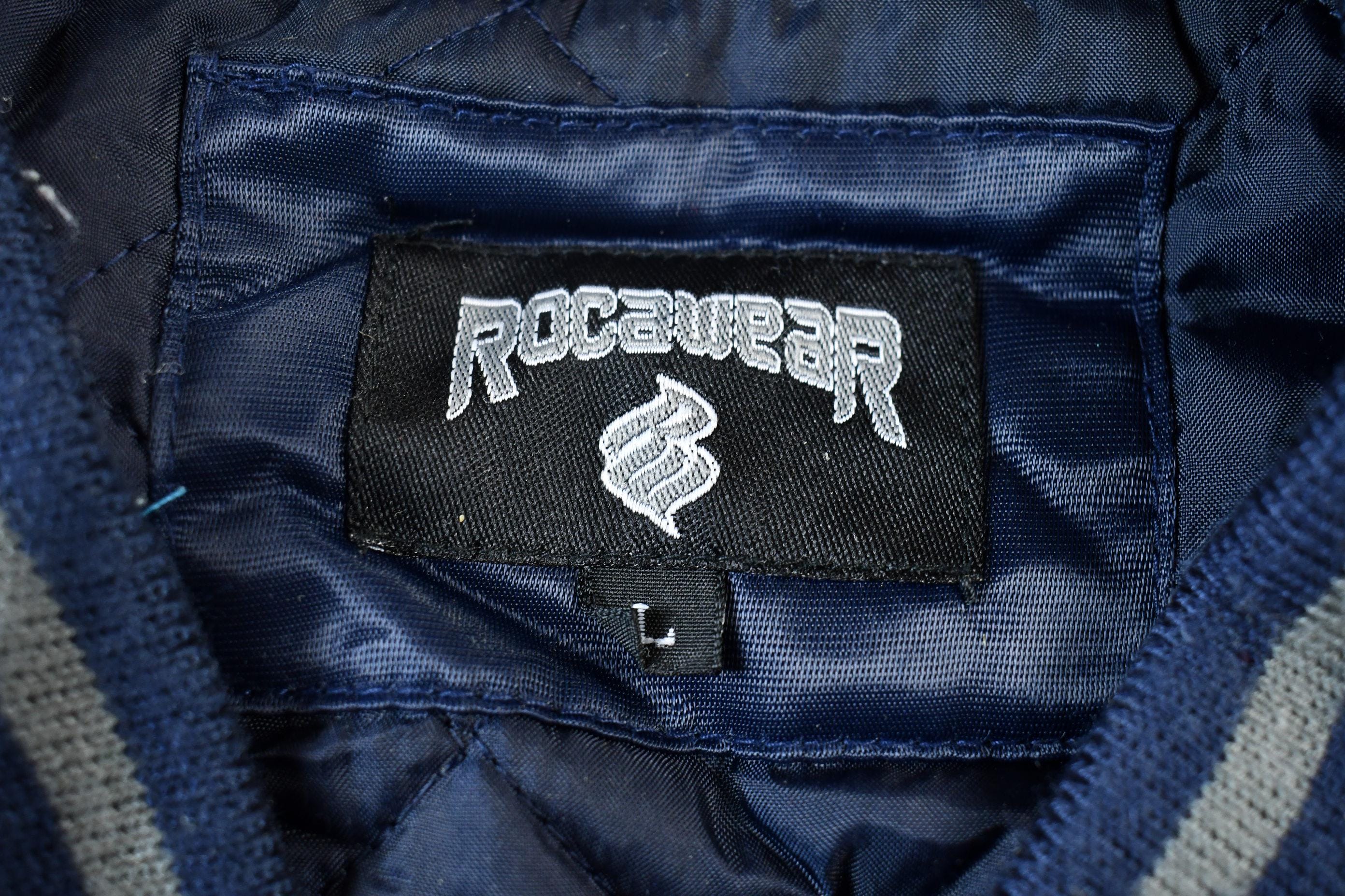 Vintage 1990s Rocawear Embroidered Snap Button Satin Bomber Jacket Men's Large - Image 9