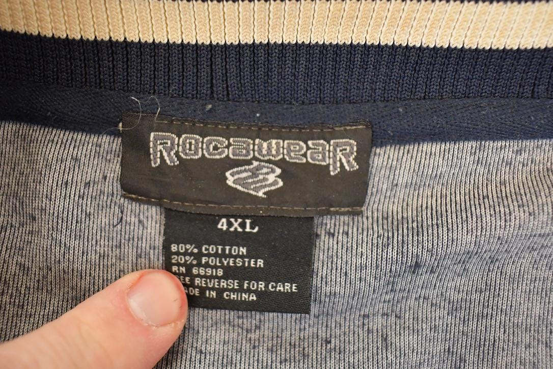 Vintage 1990s Rocawear Embroidered Velour Graphic Full Zip Sweatshirt Mens XXL - Image 5