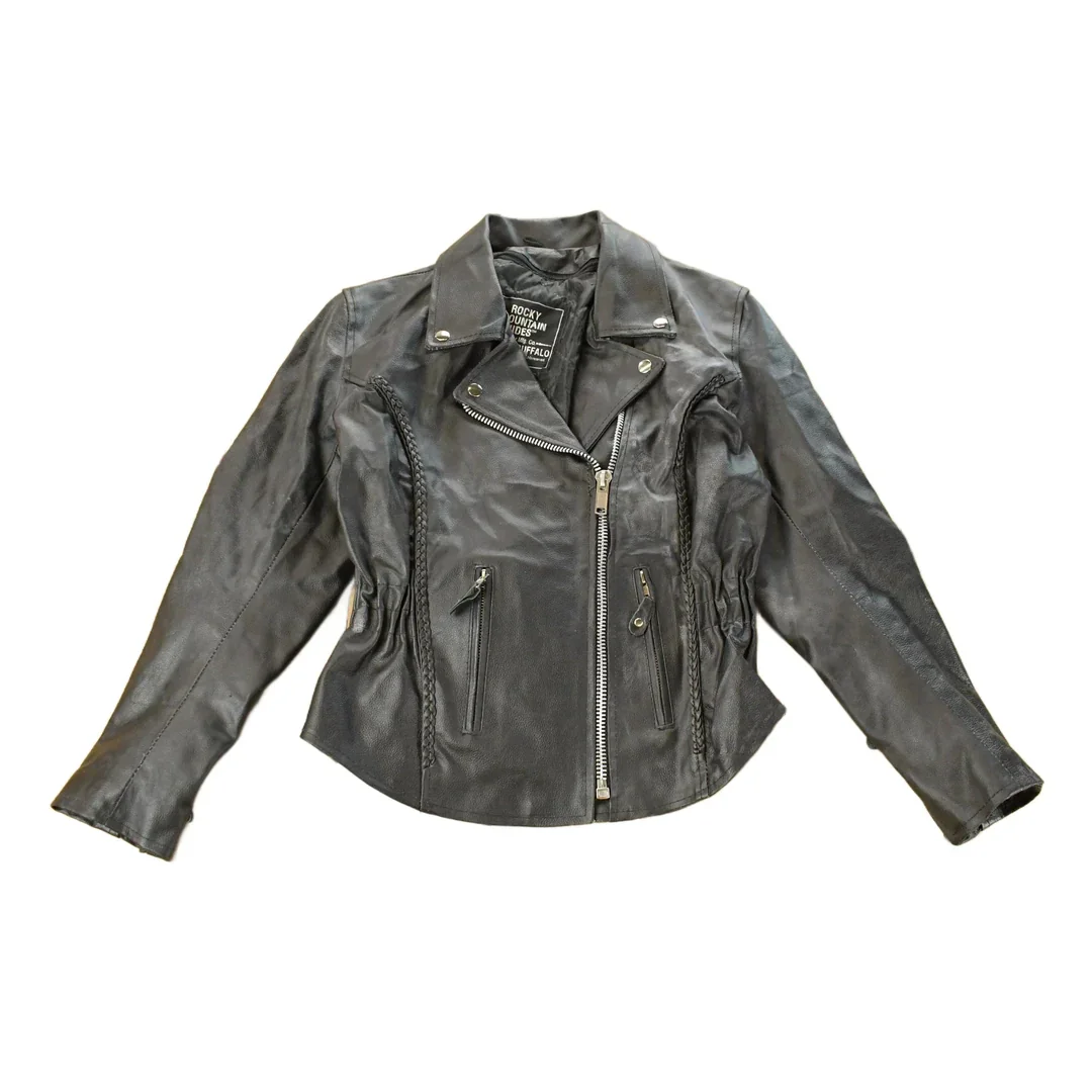 Vintage 1990s Rocky Mountain Hide Leather Motorcycle Jacket Women's S