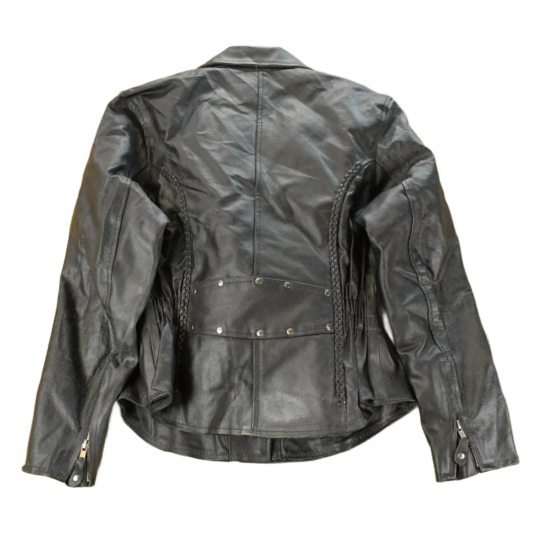 Vintage 1990s Rocky Mountain Hide Leather Motorcycle Jacket Women's S - Image 2
