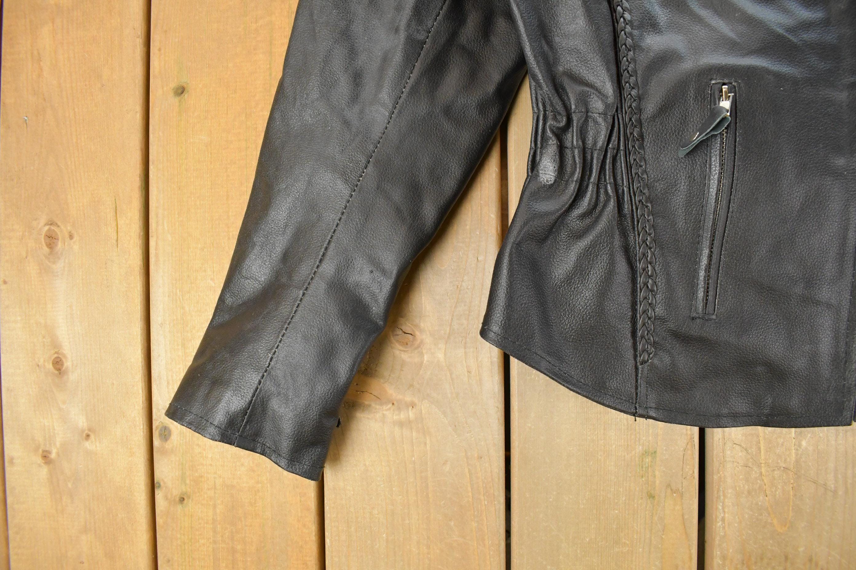 Vintage 1990s Rocky Mountain Hide Leather Motorcycle Jacket Women's S - Image 3