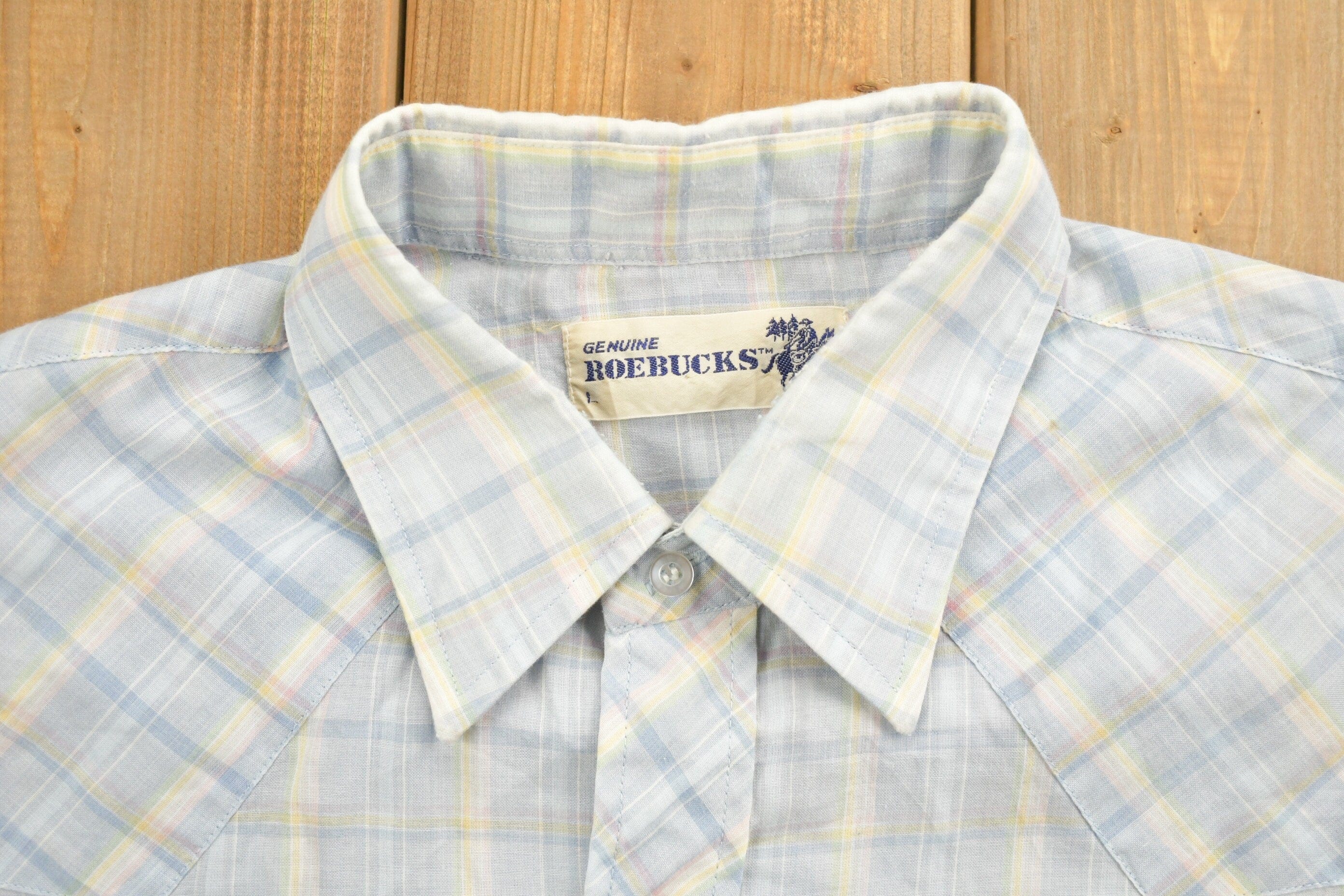 Vintage 1990s Roebucks Flannel Button Up Shirt Men's Large - Image 5