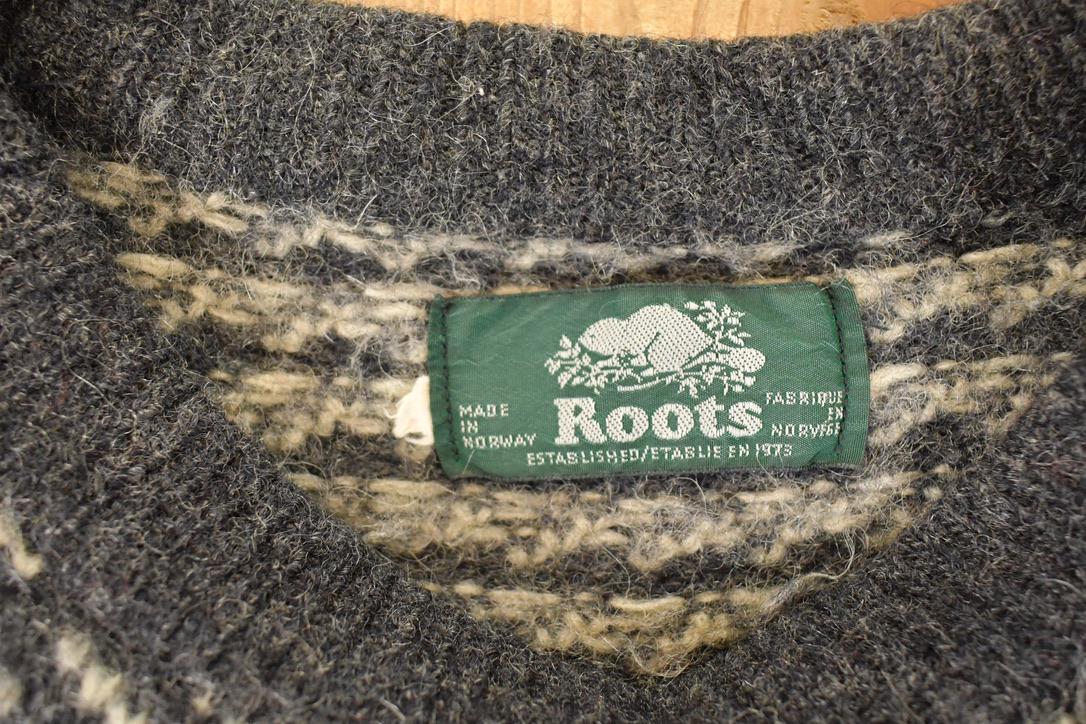 Vintage 1990s Roots Wool Knit Crewneck Sweater Men's L - Image 4
