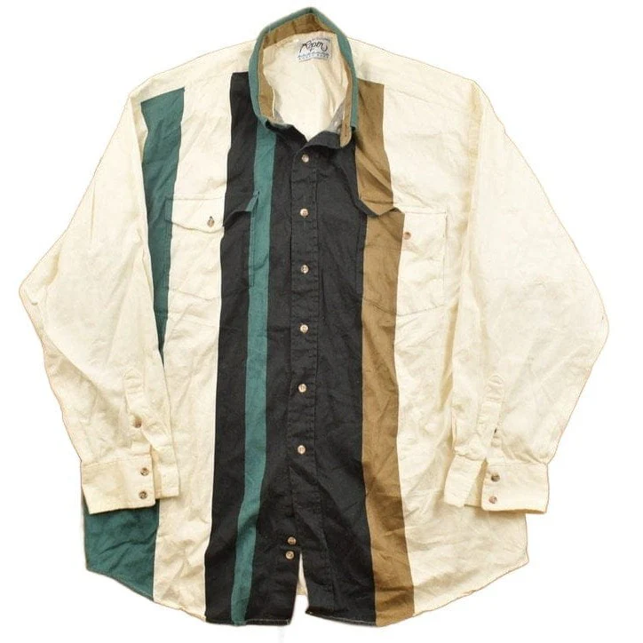 Vintage 1990s Ropen Striped Button Up Shirt Men's 2XL