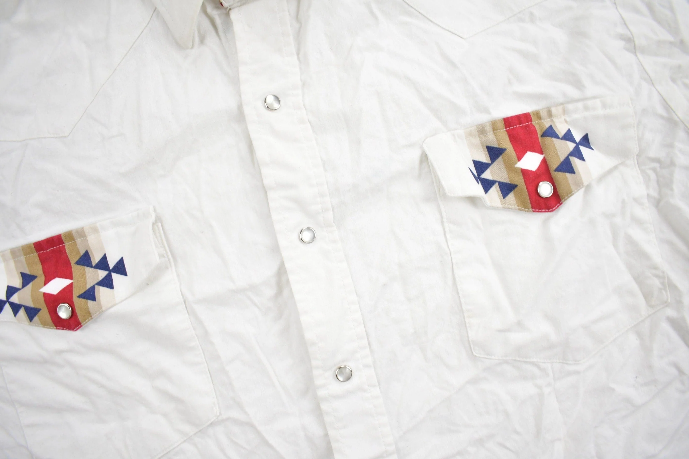Vintage 1990s Roper Border Western Aztec Theme Button Up Shirt Men's Large - Image 4