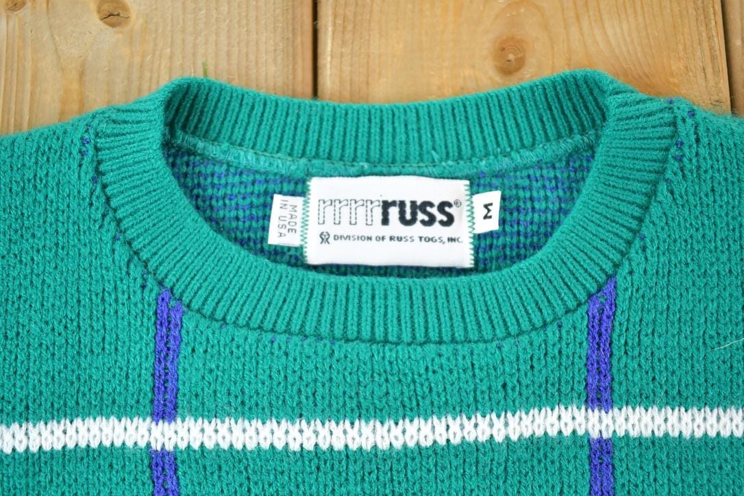 Vintage 1990s Russ Knit Abstract Pattern Crewneck Sweater Vest Women's M - Image 3