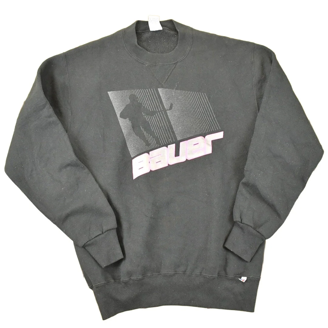 Vintage 1990s Russell Athletic Bauer Hockey Graphic Print Crewneck Sweatshirt Mens M