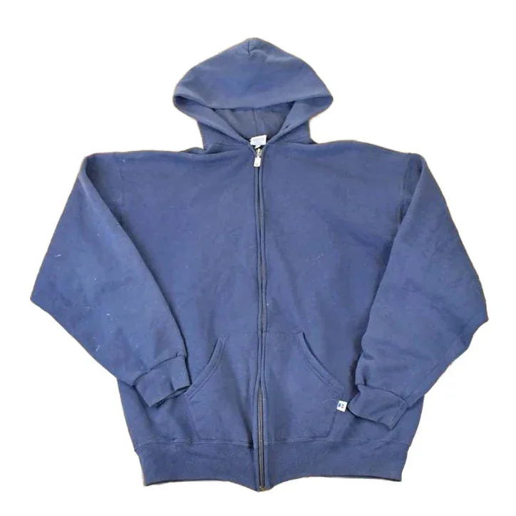 Vintage 1990s Russell Athletic Full Zip Blank Hoodie Sweatshirt Men's L