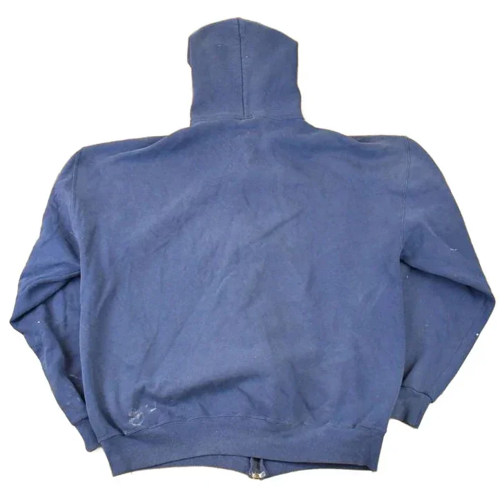 Vintage 1990s Russell Athletic Full Zip Blank Hoodie Sweatshirt Men's L - Image 2