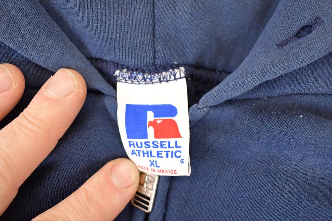 Vintage 1990s Russell Athletic Full Zip Blank Hoodie Sweatshirt Men's L - Image 4