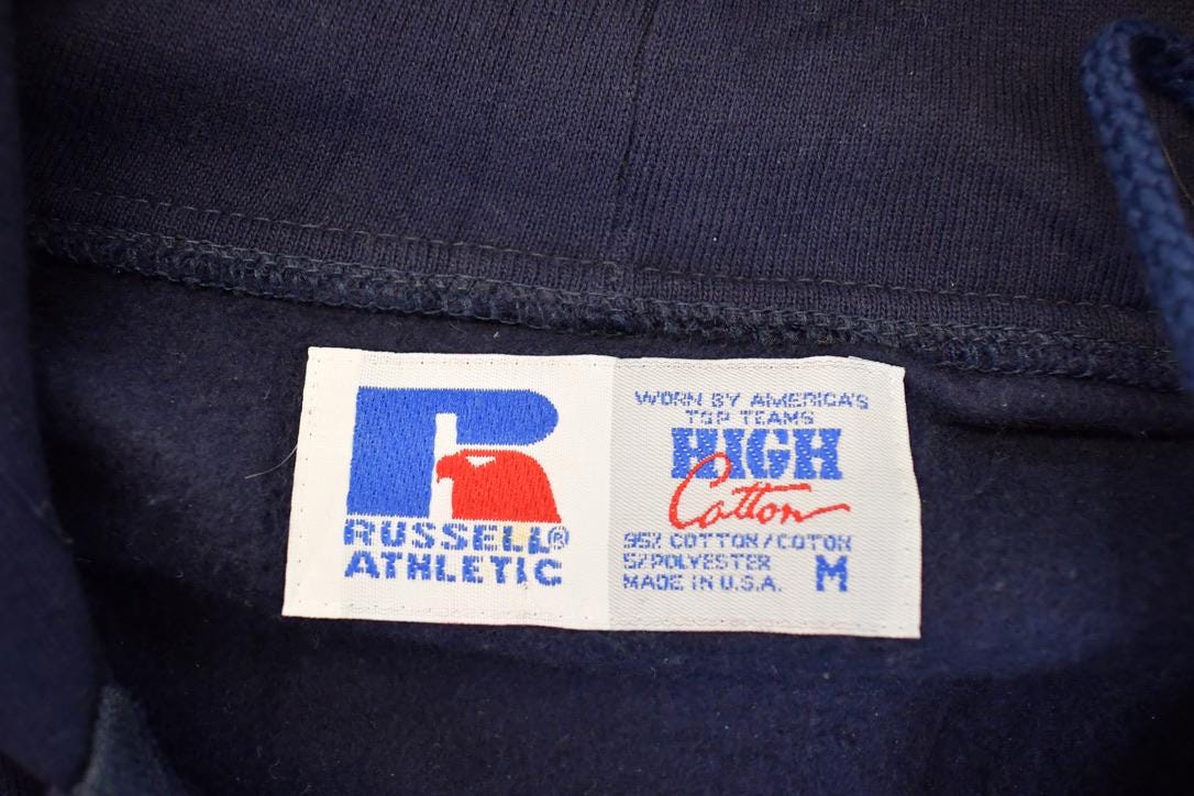 Vintage 1990s Russell Athletic High Cotton Full Zip Blank Crewneck Sweatshirt Men's M - Image 3