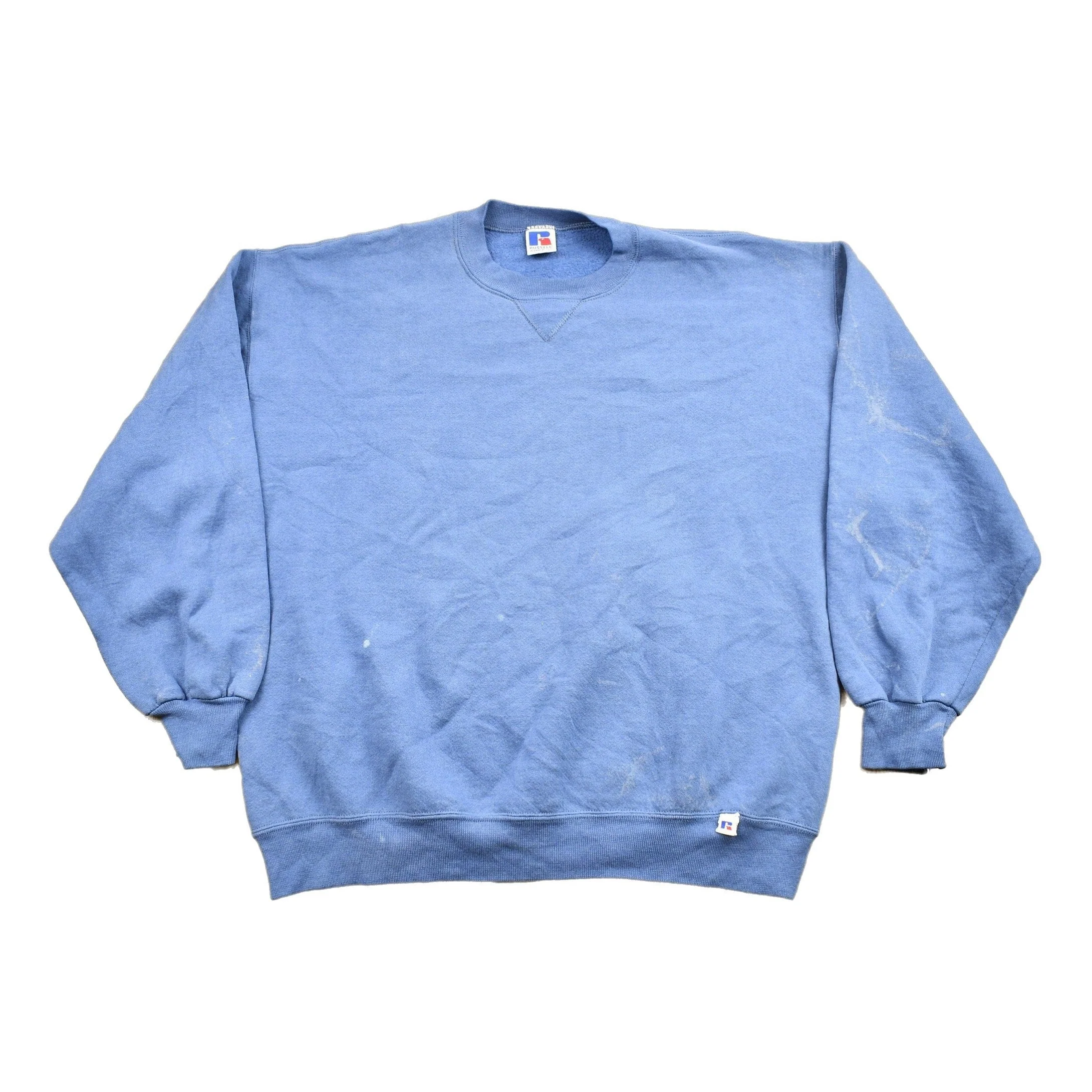 Vintage 1990s Russell Athletics Blank Blue Crewneck Sweatshirt Men's XL