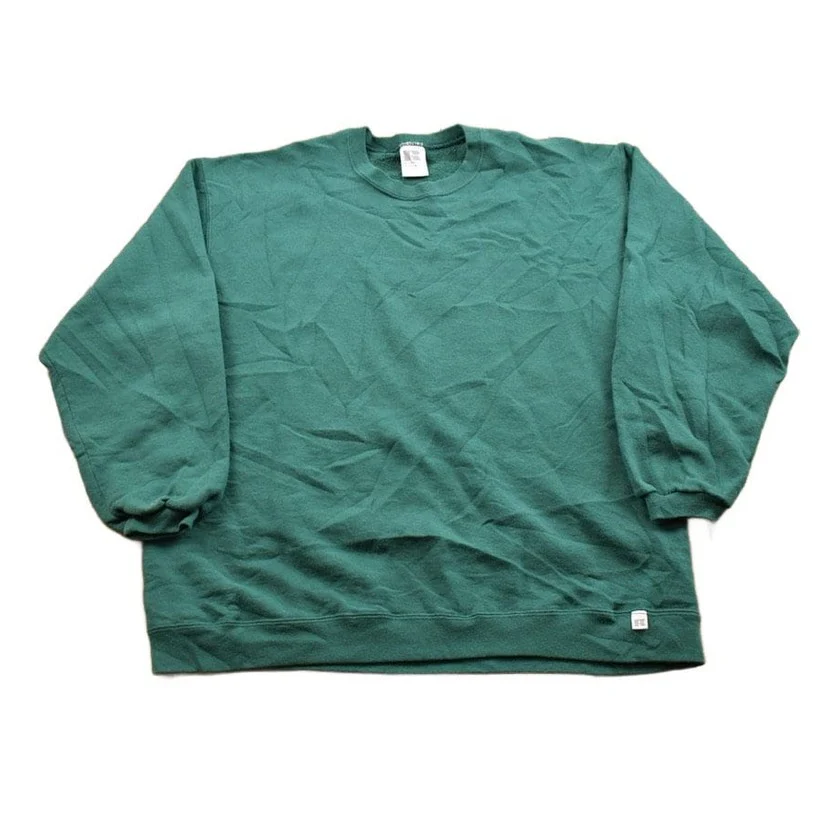 Vintage 1990s Russell Athletics Blank Green Crewneck Sweatshirt Men's Medium