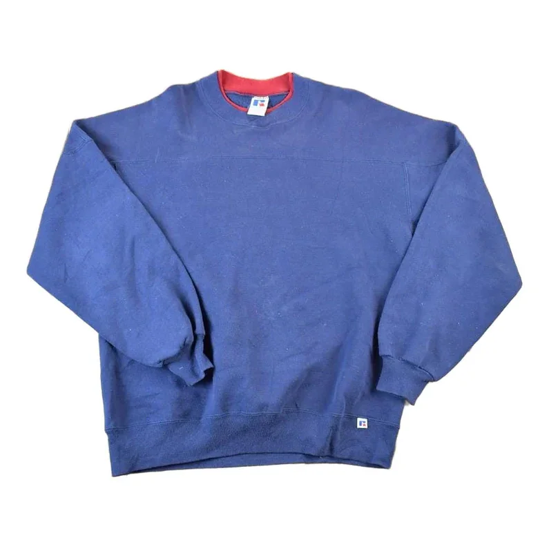 Vintage 1990s Russell Athletics Double Collar Blank Crewneck Sweatshirt Men's XL