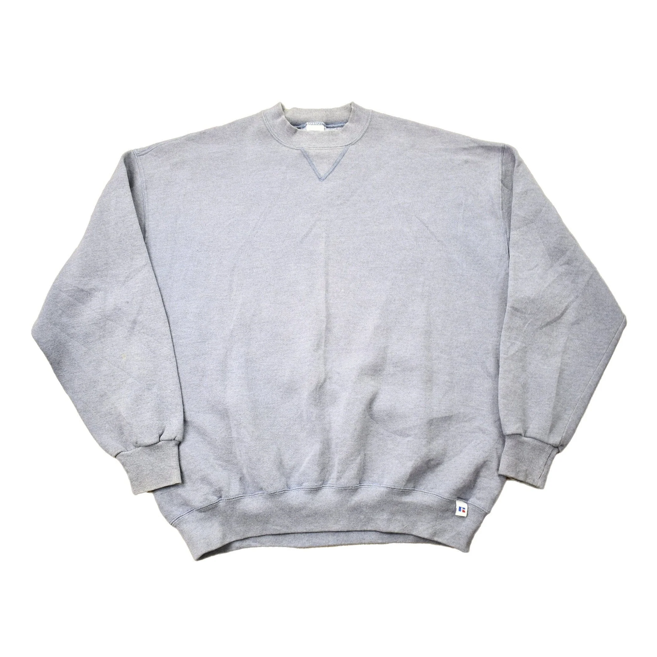 Vintage 1990s Russell Athletics Grey Blank Crewneck Sweatshirt Men's Large