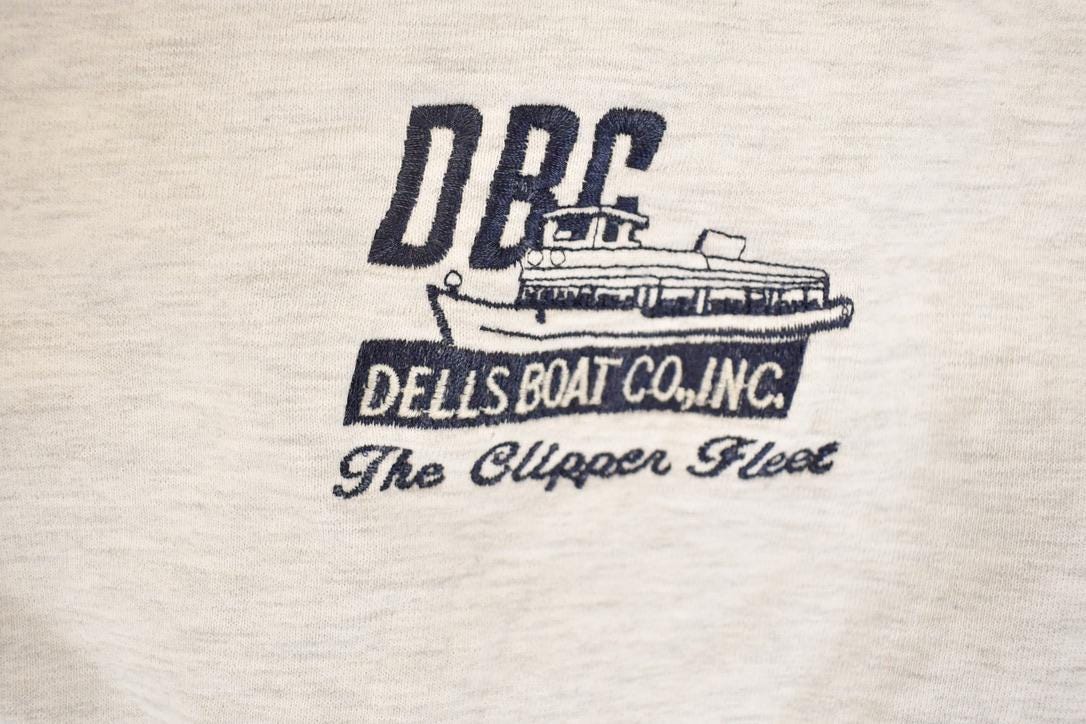 Vintage 1990s Russell Pro Cotton Dells Boat Co Heavyweight Crossgrain Crewneck Sweatshirt Men's L - Image 3