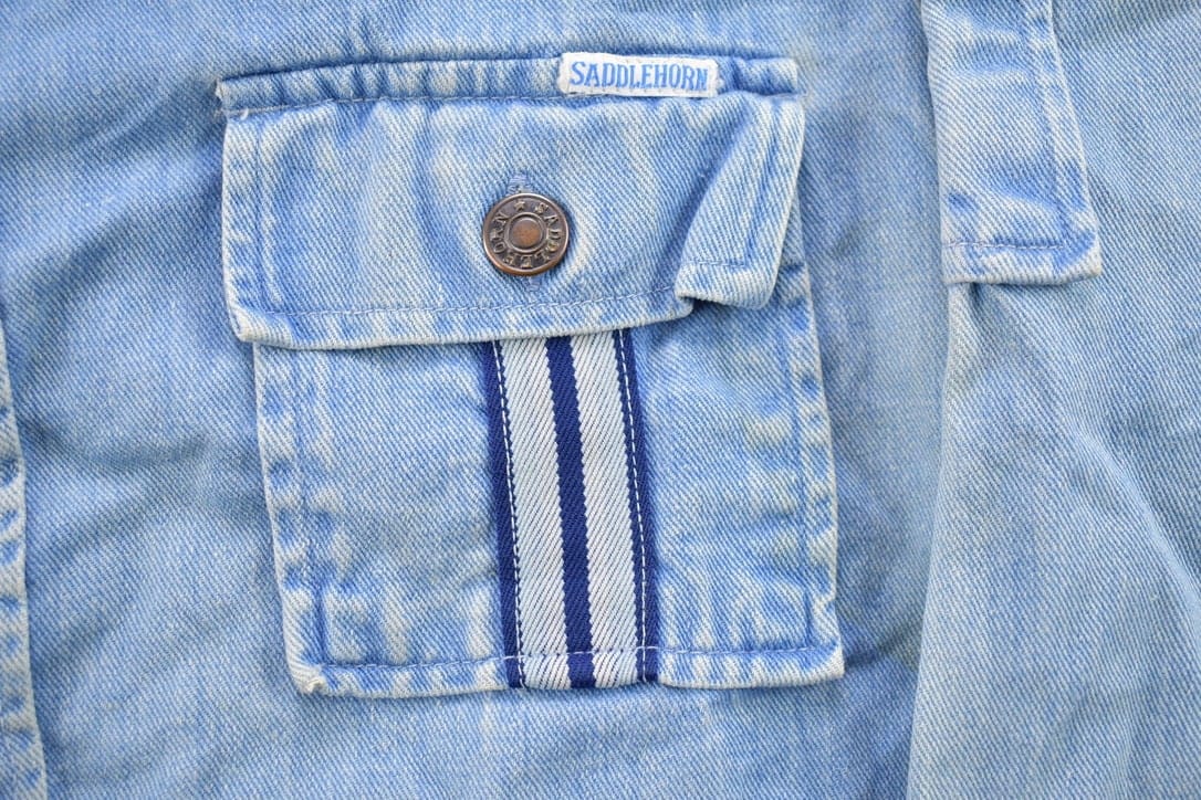 Vintage 1990s Saddlehorn Jean Button Up Shirt Men's Medium - Image 8