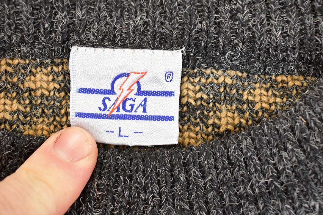Vintage 1990s Saga Abstract Knit Sweater Men's L - Image 4