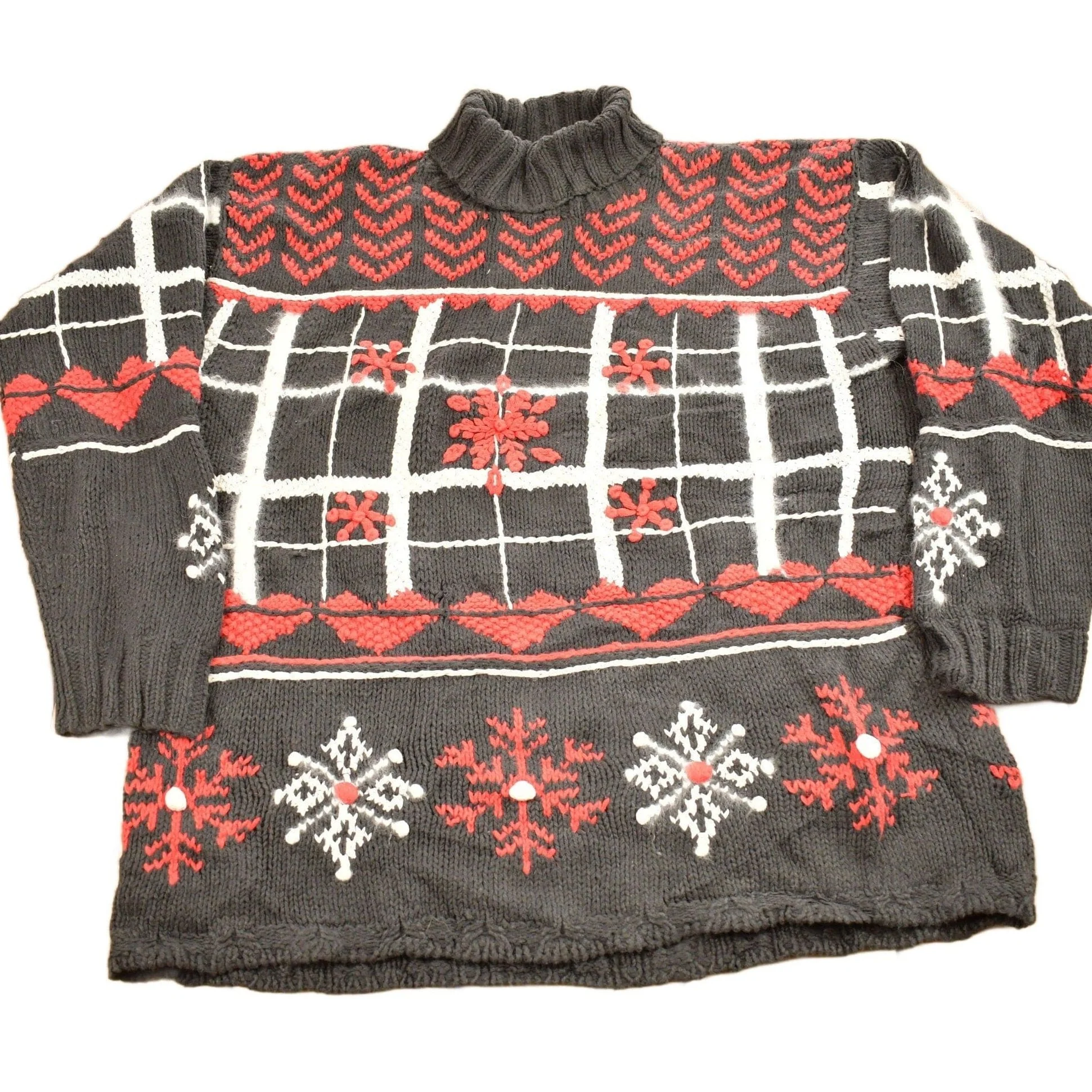 Vintage 1990s Saks Fifth Avenue Winter Theme Turtleneck Sweater Men's Medium