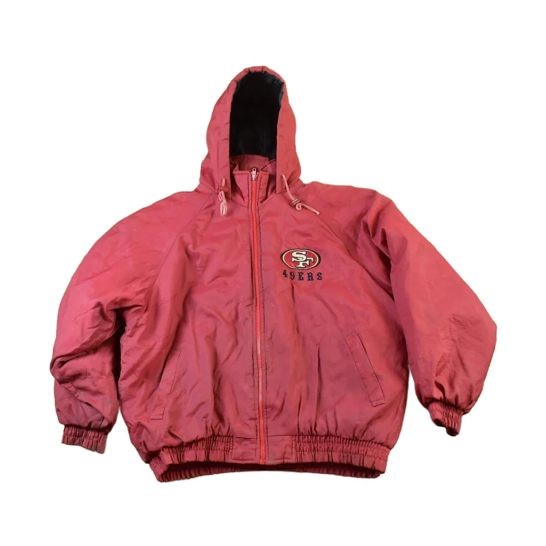 Vintage 1990s San Francisco 49ers Hooded NFL Game Day Football Jacket