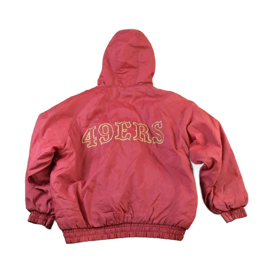 Vintage 1990s San Francisco 49ers Hooded NFL Game Day Football Jacket - Image 2
