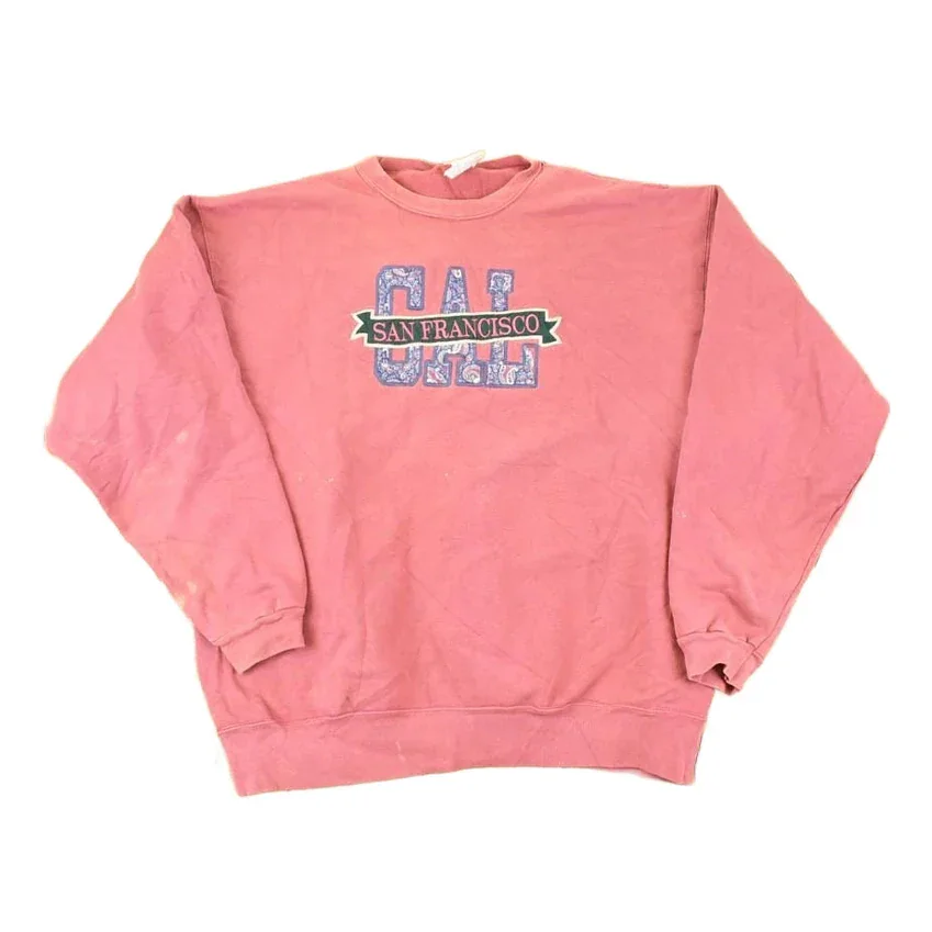 Vintage 1990s San Francisco Gal Paisley Embroidered Letters Crewneck Sweatshirt Mens L