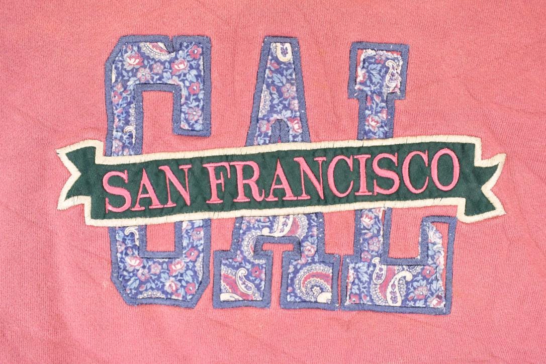 Vintage 1990s San Francisco Gal Paisley Embroidered Letters Crewneck Sweatshirt Mens L - Image 3