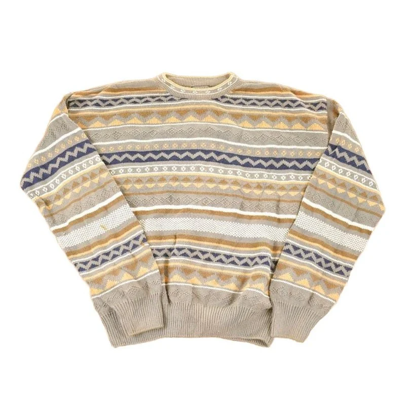 Vintage 1990s Sansabelt Sport Abstract Striped Knit Crewneck Sweater Men's L