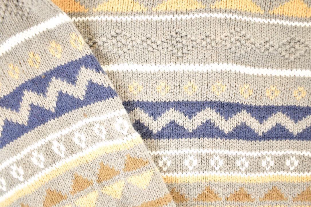 Vintage 1990s Sansabelt Sport Abstract Striped Knit Crewneck Sweater Men's L - Image 3