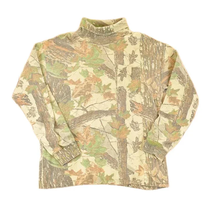 Vintage 1990s Sasquatch Realtree Camo Turtleneck Crewneck Sweatshirt Men's L