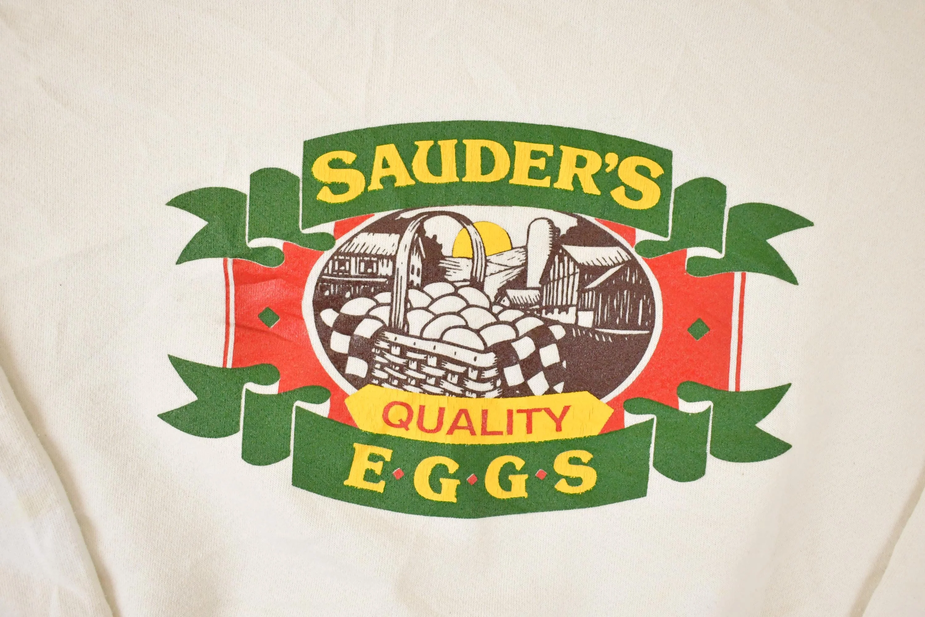 Vintage 1990s Sauder's Eggs Cartoon Farm Graphic Print Crewneck Sweatshirt Mens L - Image 3