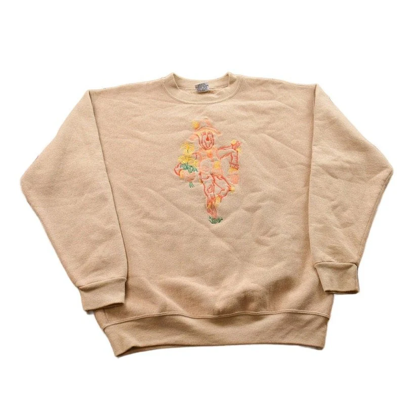Vintage 1990s Scarecrow Fall Theme Crewneck Sweater Men's M